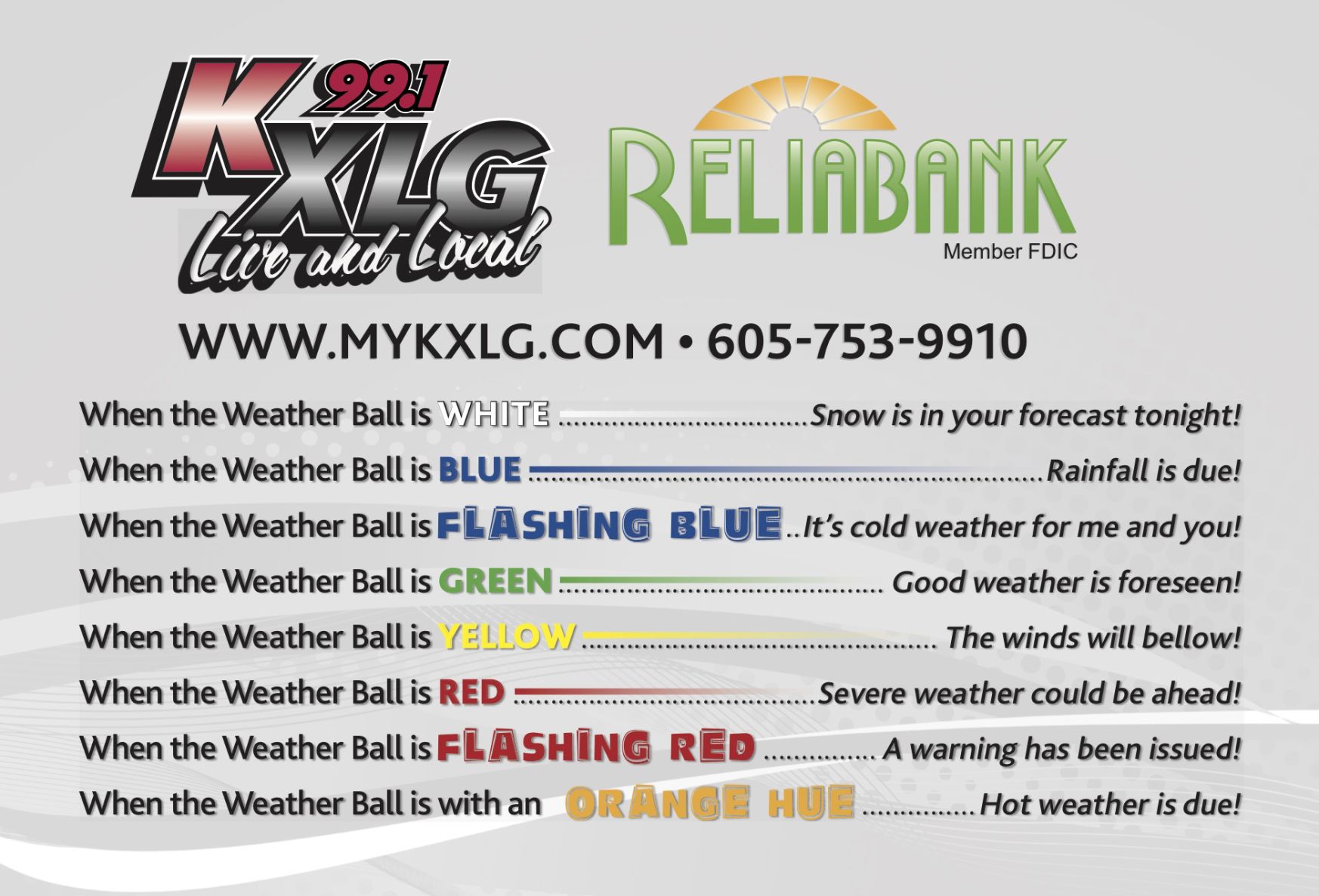 KXLG & RELIABANK WEATHER BALL